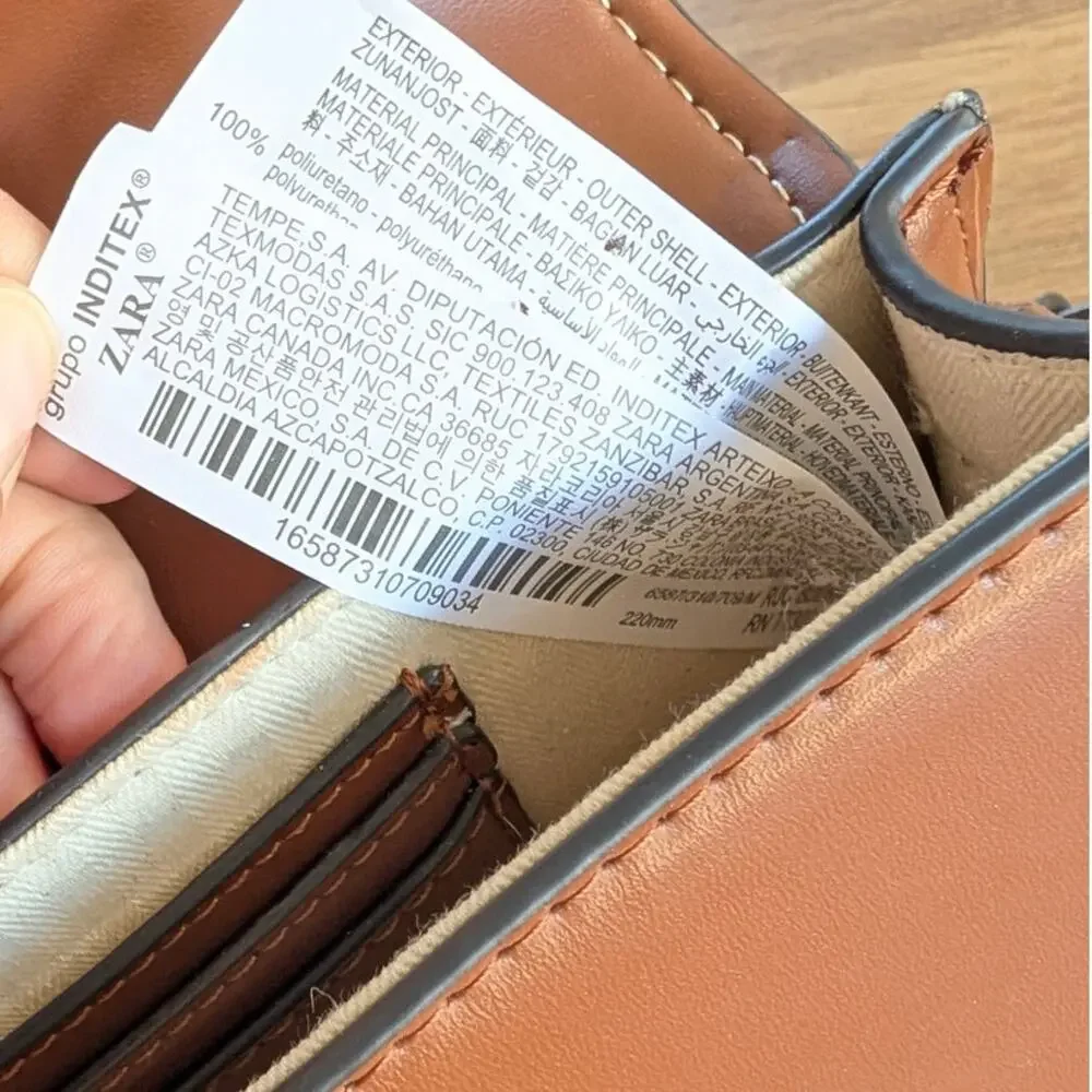 Zara 6587/310 Trendy Brown Faux Leather Mini Bag Shoulder Strap - Picture 6 of 11